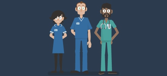 Clinical trial animation image of healthcare professionals